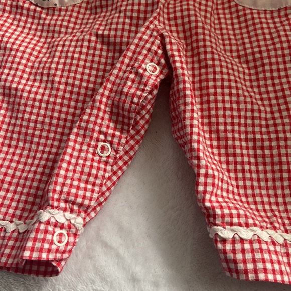 Girls Vintage Size 6-9M One Piece Gingham RomperJumper MISSING ONE BUTTON - Picture 5 of 6